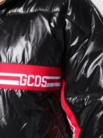 Shop Gcds Cropped Padded Jacket In Black