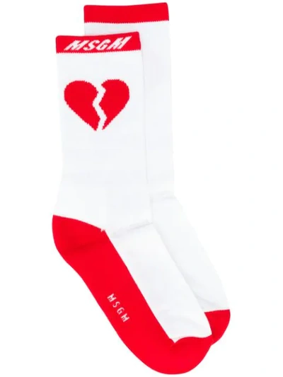 MSGM HEARTBREAK针织袜 - 红色