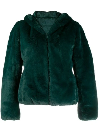 Shop Save The Duck Reversible Faux-fur Hooded Jacket In 1475 Alpine Green