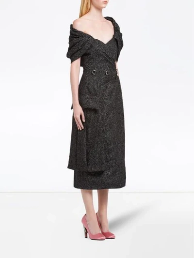 Shop Prada Oversized Pocket Sheath Dress In Grey