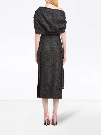 Shop Prada Oversized Pocket Sheath Dress In Grey