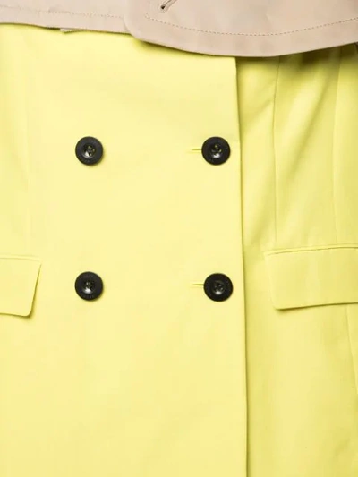 Shop Sacai Asymmetric Button Jacket In Yellow