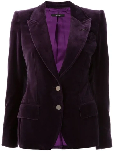 Shop Tom Ford Peaked Lapel Slim-fit Blazer In Purple