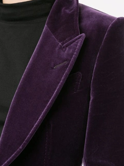 Shop Tom Ford Peaked Lapel Slim-fit Blazer In Purple