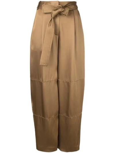 Shop Sally Lapointe Loose-fit Tie-waist Trousers In Brown