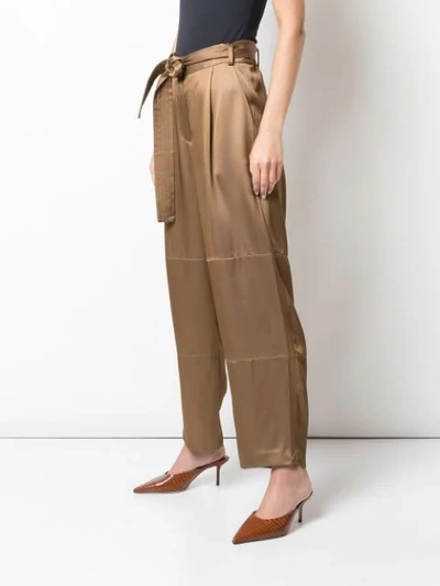 Shop Sally Lapointe Loose-fit Tie-waist Trousers In Brown