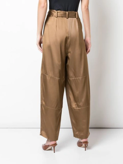 Shop Sally Lapointe Loose-fit Tie-waist Trousers In Brown