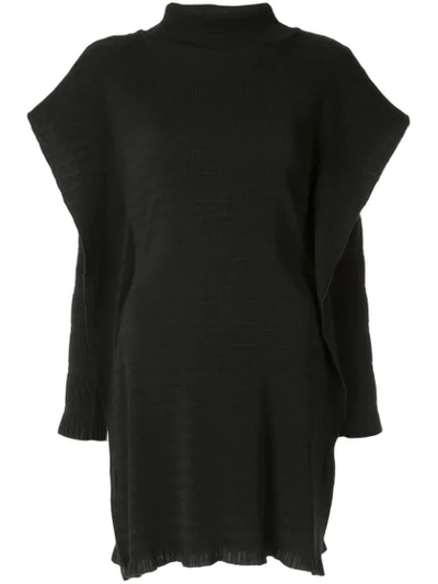 Shop Christopher Esber Layered Sleeve Ribbed Tunic In Black