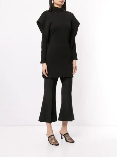 Shop Christopher Esber Layered Sleeve Ribbed Tunic In Black