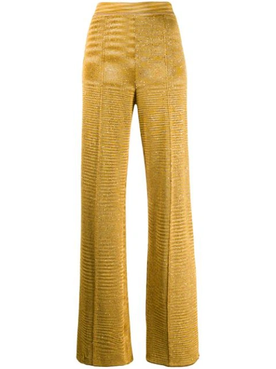 Shop Missoni Metallic Knitted Trousers In Yellow