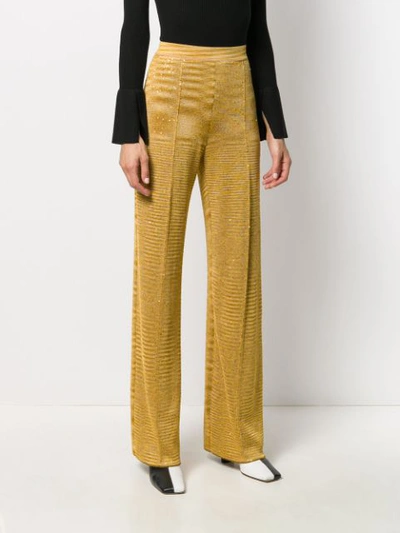 Shop Missoni Metallic Knitted Trousers In Yellow