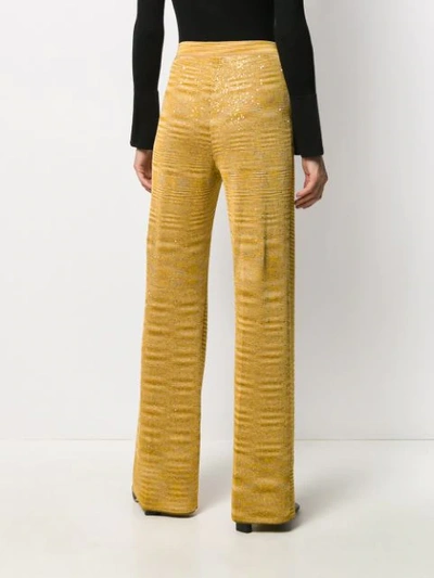 Shop Missoni Metallic Knitted Trousers In Yellow