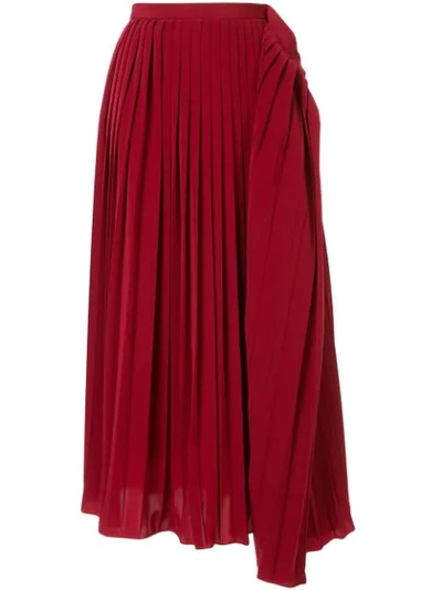 Shop Miharayasuhiro Pleated Skirt In Red