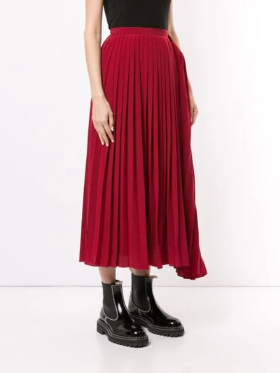 Shop Miharayasuhiro Pleated Skirt In Red