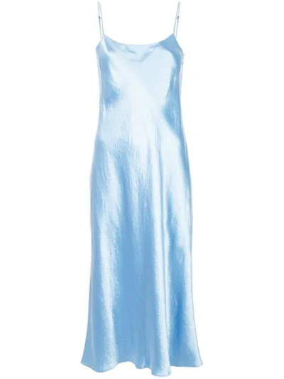 Shop Vince Sheen Effect Fitted Dress In Blue