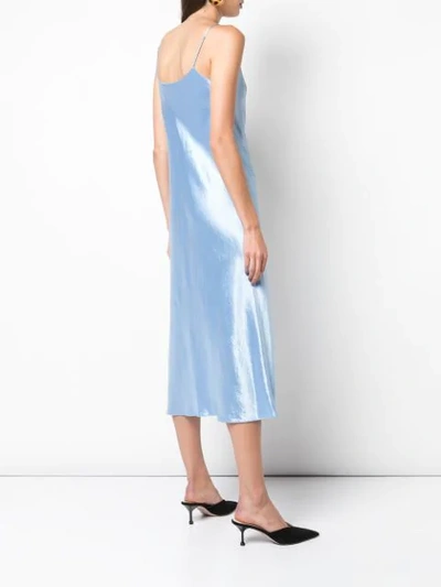 Shop Vince Sheen Effect Fitted Dress In Blue