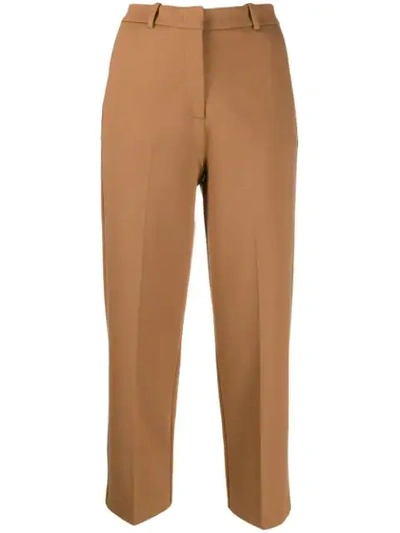 Shop Pinko Cropped Tailored Trousers In Neutrals