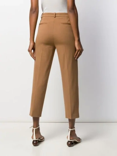 Shop Pinko Cropped Tailored Trousers In Neutrals