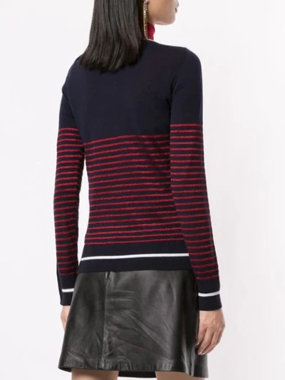 Shop N°21 Striped Buttoned Sleeve Sweater In Blue