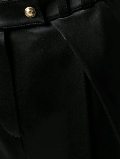 Shop Balmain High-waisted Satin Trousers In Black
