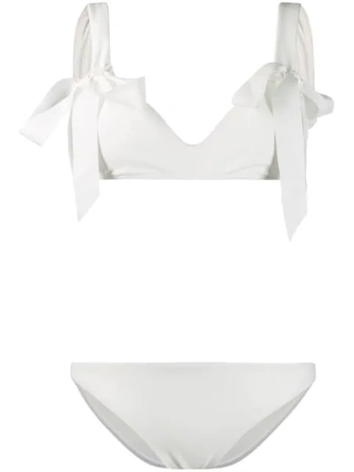 Shop Zimmermann Scoop Tie Bikini Set In White