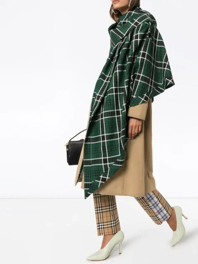 Shop Rosie Assoulin Checked Shawl Mid-length Coat In Brown