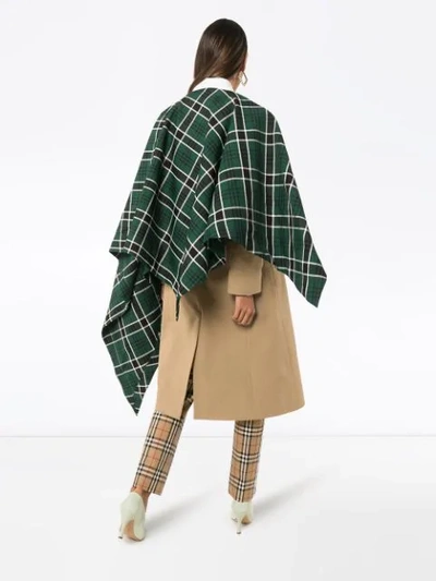 Shop Rosie Assoulin Checked Shawl Mid-length Coat In Brown