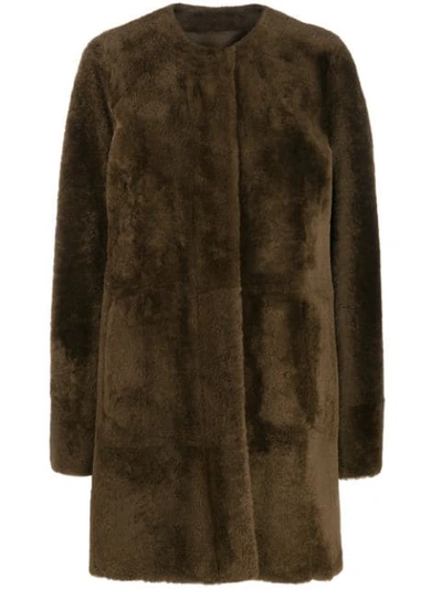 Shop Drome Mid-length Fur Coat In Brown