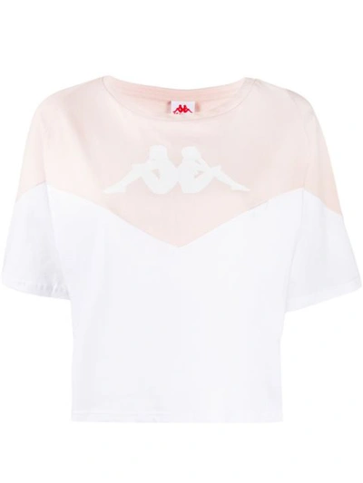 Shop Kappa Cropped Two-tone T-shirt In Pink White