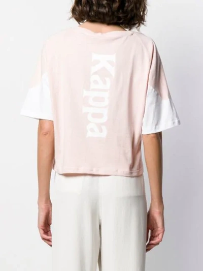 Shop Kappa Cropped Two-tone T-shirt In Pink White