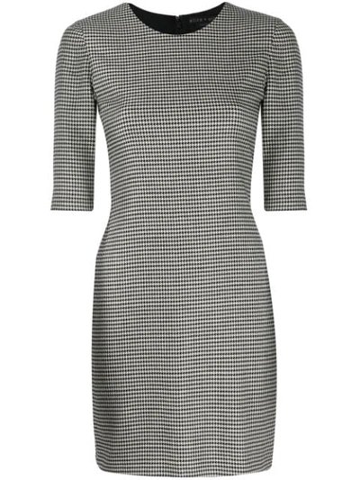 Shop Alice And Olivia Houndstooth Mini Dress In Black ,white