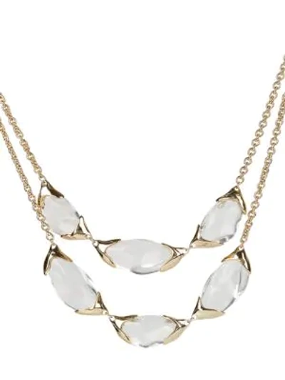 Shop Alexis Bittar Encased Pebble Double-strand Bib Necklace In Yellow Goldtone