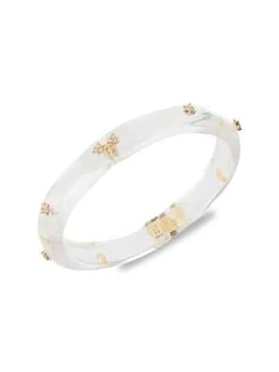Shop Alexis Bittar Crystal Spiked Lucite Hinge Bracelet In Yellow Goldtone