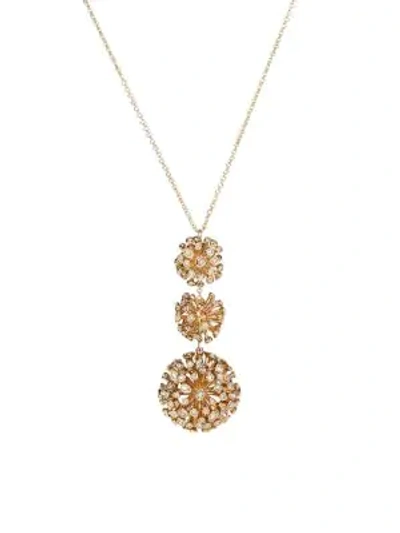 Shop Alexis Bittar 10k Goldplated Crystal Burst Triple-sphere Pendant Long Necklace In Yellow Goldtone