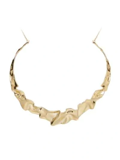 Shop Alexis Bittar 10k Goldplated Crumpled Metal Collar Necklace In Yellow Goldtone