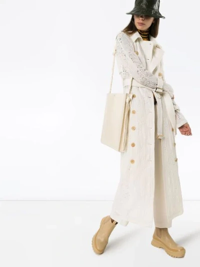 Shop Asai Belted Trenchcoat In White