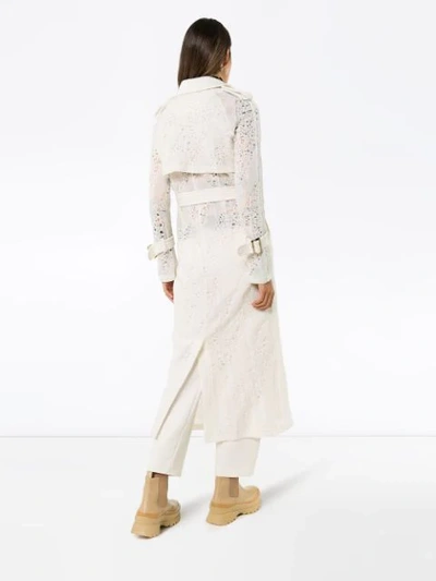 Shop Asai Belted Trenchcoat In White