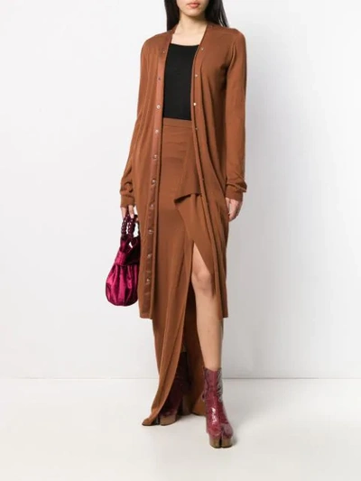 Shop Rick Owens Grace Draped Knit Skirt In Brown