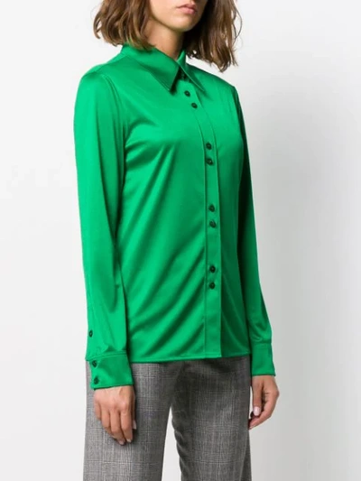 Shop Givenchy Textured Pointed Collar Shirt In Green