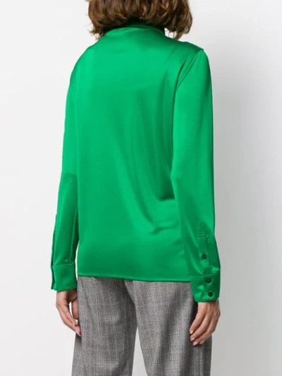 Shop Givenchy Textured Pointed Collar Shirt In Green