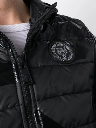 Shop Plein Sport Logo Print Puffer Jacket In Black