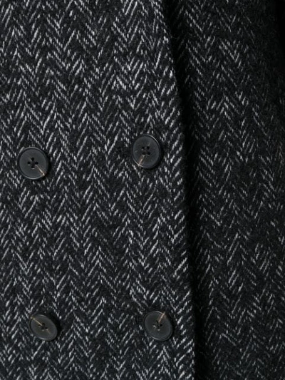 Shop Tommy Hilfiger Double Breasted Herringbone Coat In Black