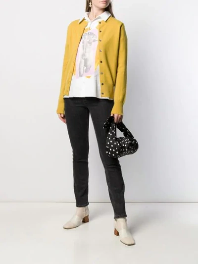Shop Extreme Cashmere Long Sleeve Knit Cardigan In Yellow