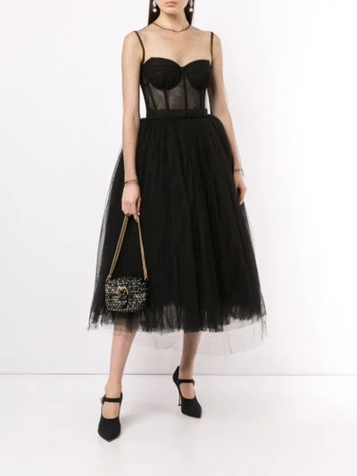 Shop Dolce & Gabbana Fishnet Tulle Dress In Black