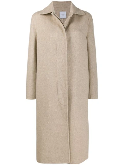 Shop Agnona Cashmere Single-breasted Coat In Brown