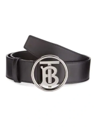 Shop Burberry Logo Leather Belt In Black