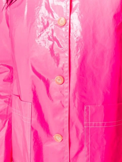 Shop Aspesi Laminated Single-breasted Coat In Pink