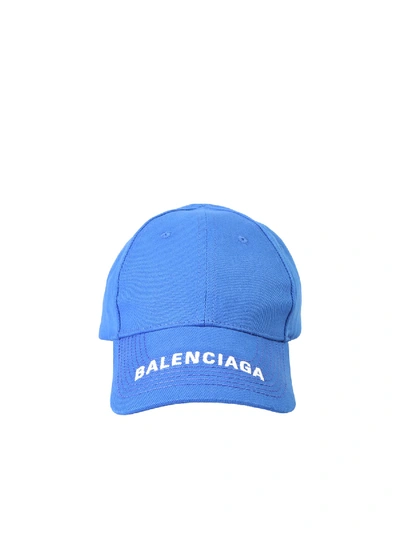 Shop Balenciaga Embroidered Baseball Hat In Blue