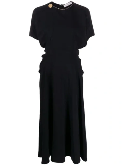 Shop Victoria Beckham Batwing Midi Dress In Black