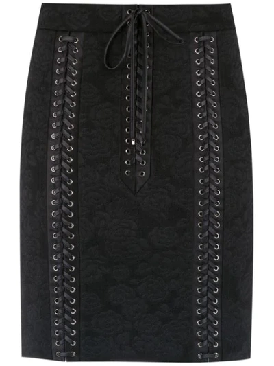 Shop Dolce & Gabbana Corset Style Lace Skirt In Black